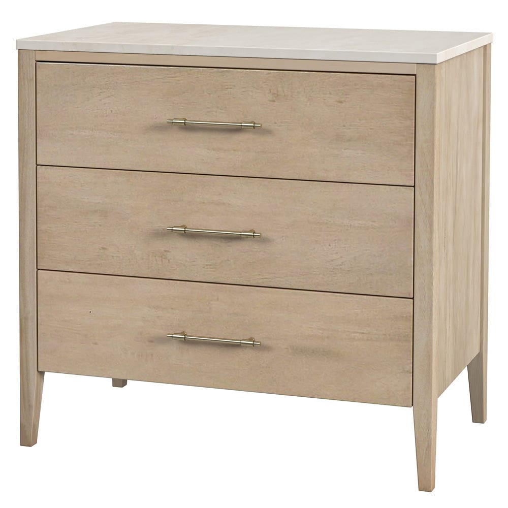 Butler Specialty Company - Averly 32.75 in. W Rectangular Marble and Wood 3 Drawer Chest, Light Brown - 6293455 view 1