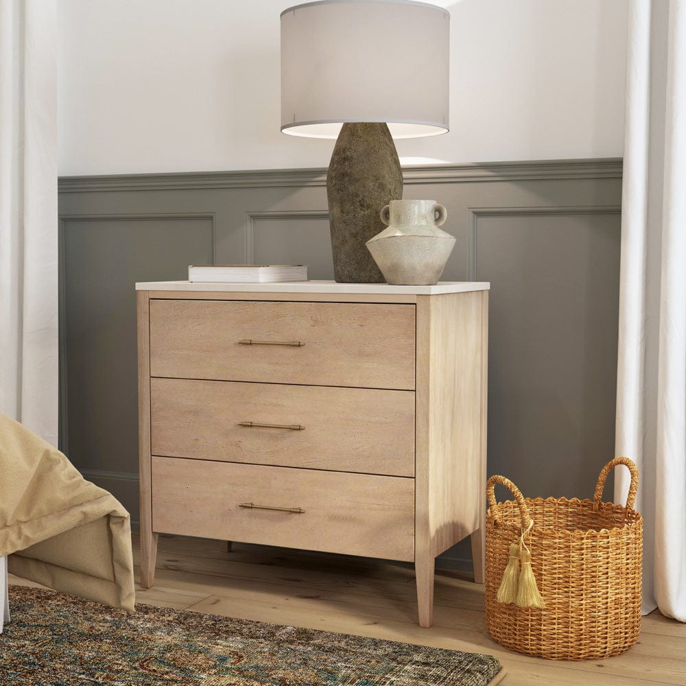 Butler Specialty Company - Averly 32.75 in. W Rectangular Marble and Wood 3 Drawer Chest, Light Brown - 6293455 view 2