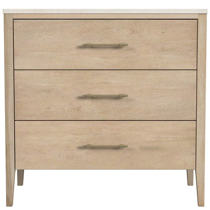 Butler Specialty Company - Averly 32.75 in. W Rectangular Marble and Wood 3 Drawer Chest, Light Brown - 6293455 view 3