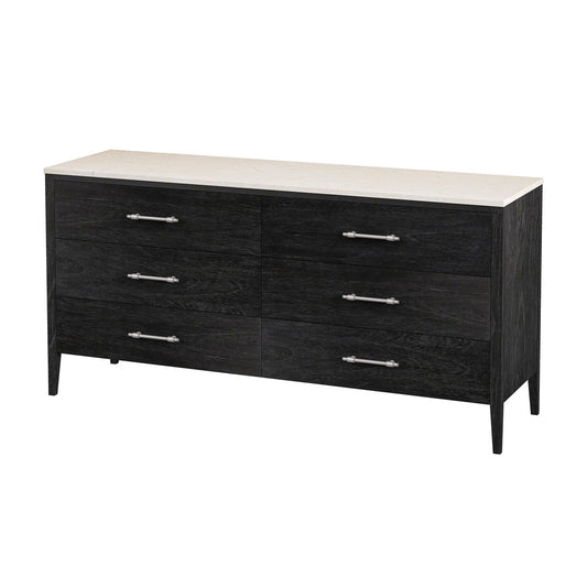 Butler Specialty Company - Averly 64 in. W Rectangular Marble and Wood 6 Drawer Dresser, Black - 6296432 view 1
