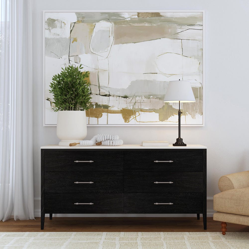 Butler Specialty Company - Averly 64 in. W Rectangular Marble and Wood 6 Drawer Dresser, Black - 6296432 view 2