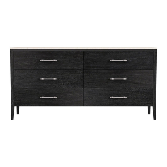 Butler Specialty Company - Averly 64 in. W Rectangular Marble and Wood 6 Drawer Dresser, Black - 6296432 view 4