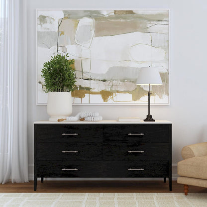 Butler Specialty Company - Averly 64 in. W Rectangular Marble and Wood 6 Drawer Dresser, Black - 6296432 view 6