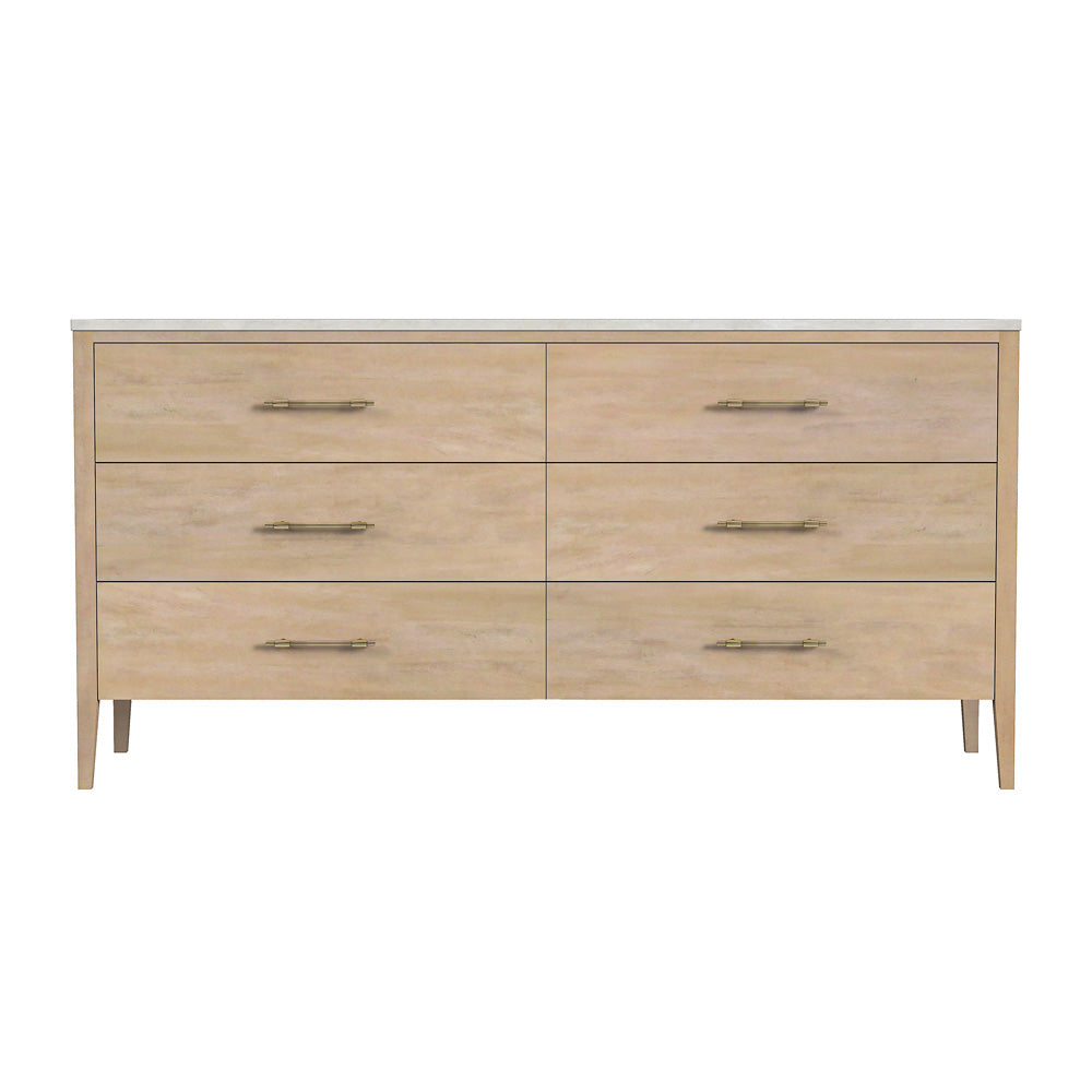 Butler Specialty Company - Averly 64 in. W Rectangular Marble and Wood 6 Drawer Dresser, Light Brown - 6296455 view 4