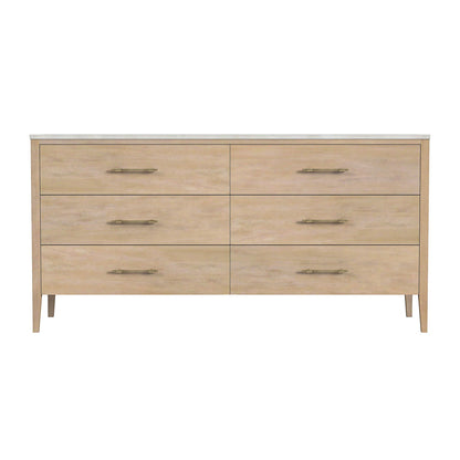 Butler Specialty Company - Averly 64 in. W Rectangular Marble and Wood 6 Drawer Dresser, Light Brown - 6296455 view 4