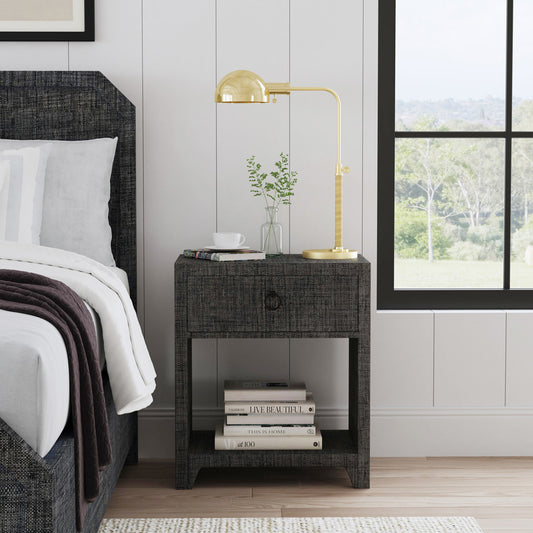 Butler Specialty Company - Bar Harbor - Bar Harbor 24 in. W Rectangular Raffia 1 Drawer Nightstand, Charcoal - 5669420
