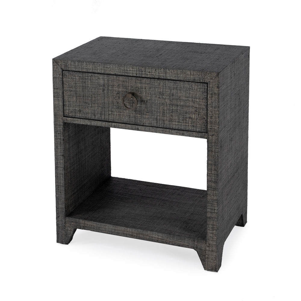 Butler Specialty Company - Bar Harbor - Bar Harbor 24 in. W Rectangular Raffia 1 Drawer Nightstand, Charcoal - 5669420