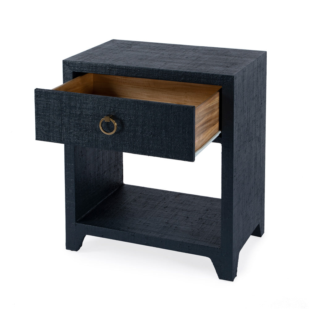 Butler Specialty Company - Bar Harbor - Bar Harbor 24 in. W Rectangular Raffia 1 Drawer Nightstand, Navy Blue - 5669410
