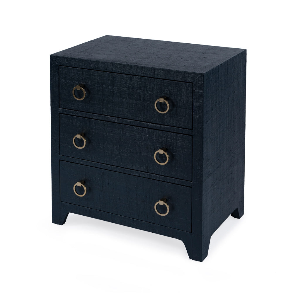 Butler Specialty Company - Bar Harbor - Bar Harbor 25 in. W Rectangular Raffia 3 Drawer Nightstand, Navy Blue - 5667410