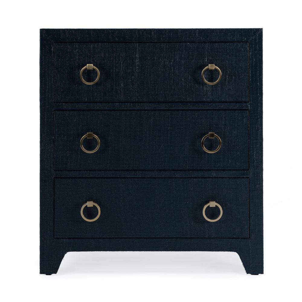 Butler Specialty Company - Bar Harbor - Bar Harbor 25 in. W Rectangular Raffia 3 Drawer Nightstand, Navy Blue - 5667410