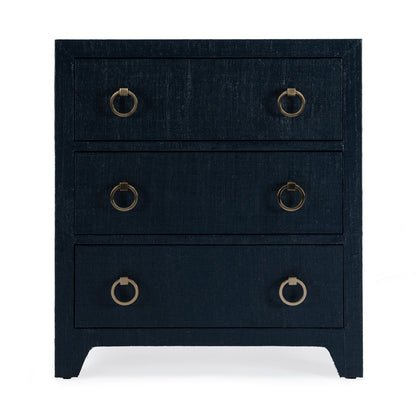 Butler Specialty Company - Bar Harbor - Bar Harbor 25 in. W Rectangular Raffia 3 Drawer Nightstand, Navy Blue - 5667410