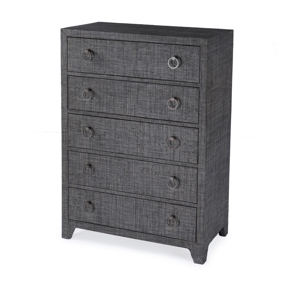 Butler Specialty Company - Bar Harbor - Bar Harbor 32 in. W Rectangular Raffia 5 Drawer Dresser, Gray - 5707420_CLOSEOUT