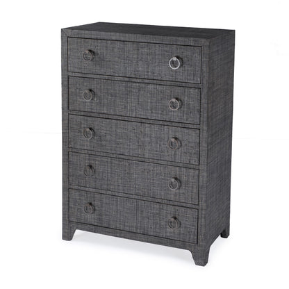 Butler Specialty Company - Bar Harbor - Bar Harbor 32 in. W Rectangular Raffia 5 Drawer Dresser, Gray - 5707420_CLOSEOUT