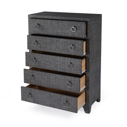 Butler Specialty Company - Bar Harbor - Bar Harbor 32 in. W Rectangular Raffia 5 Drawer Dresser, Gray - 5707420_CLOSEOUT