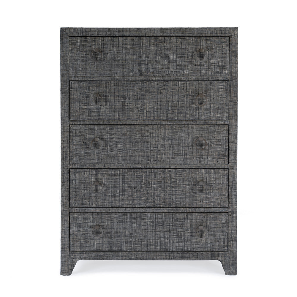 Butler Specialty Company - Bar Harbor - Bar Harbor 32 in. W Rectangular Raffia 5 Drawer Dresser, Gray - 5707420_CLOSEOUT