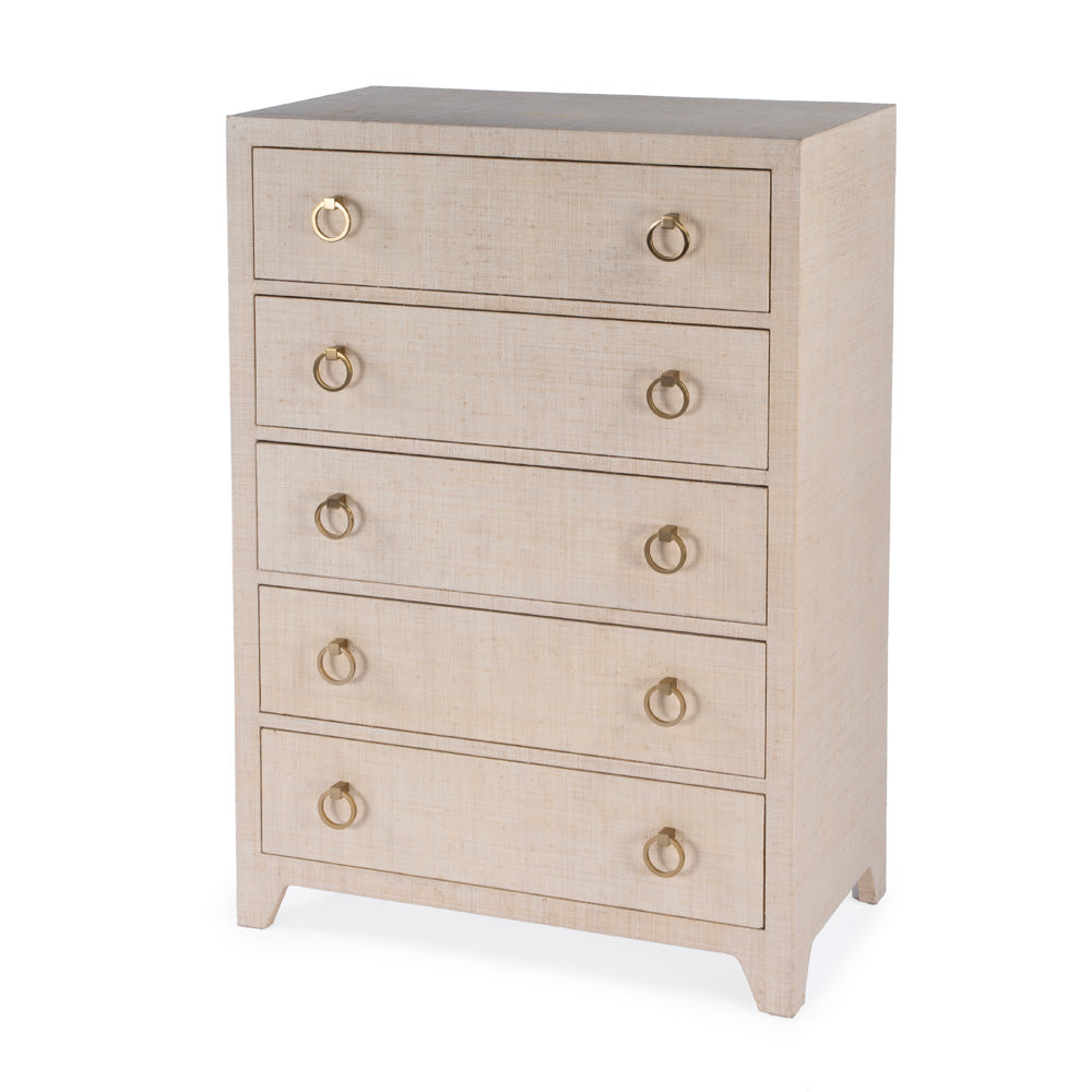 Butler Specialty Company - Bar Harbor - Bar Harbor 32 in. W Rectangular Raffia 5 Drawer Dresser, Natural - 5707362