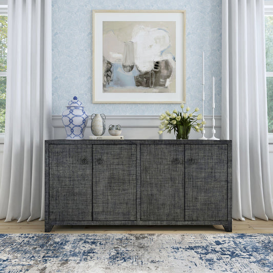 Butler Specialty Company - Bar Harbor - Bar Harbor 70 in. W Rectangular Raffia 4 Door Sideboard, Charcoal - 5668420