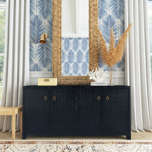 Butler Specialty Company - Bar Harbor - Bar Harbor 70 in. W Rectangular Raffia 4 Door Sideboard, Navy Blue - 5668410