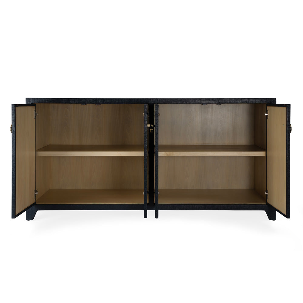 Butler Specialty Company - Bar Harbor - Bar Harbor 70 in. W Rectangular Raffia 4 Door Sideboard, Navy Blue - 5668410