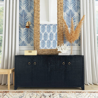 Butler Specialty Company - Bar Harbor - Bar Harbor 70 in. W Rectangular Raffia 4 Door Sideboard, Navy Blue - 5668410 view 6