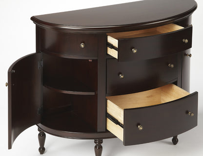 Butler Specialty Company - Bedford 41 in. W Demilune Wood 5 Drawer 2 Door Console Table, Dark Brown - 9347379