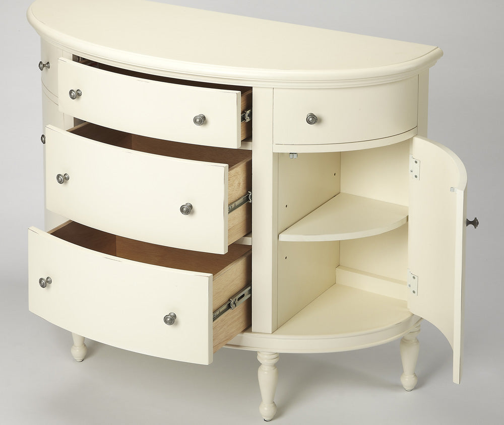 Butler Specialty Company - Bedford 41 in. W Demilune Wood 5 Drawer 2 Door Console Table, White - 9347288