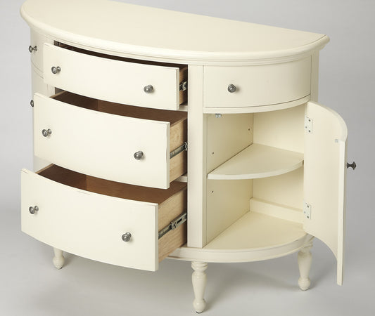 Butler Specialty Company - Bedford 41 in. W Demilune Wood 5 Drawer 2 Door Console Table, White - 9347288