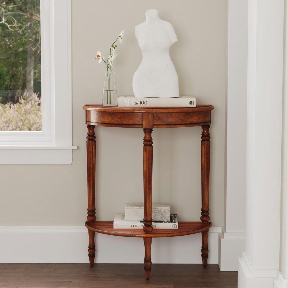 Butler Specialty Company - Bellini 24 in. W Demilune Wood Console Table, Medium Brown - 889011