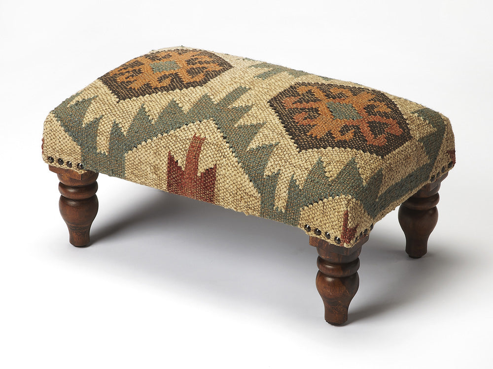 Butler Specialty Company - Berino 20 in. W Rectangular Jute/Wool & Wood Ottoman Stool, Multi-Color - 6098120