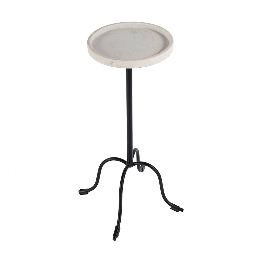 Butler Specialty Company - Berlin 10 in. W Round Marble and Iron Side Table, White and Black - 5816025 View 1