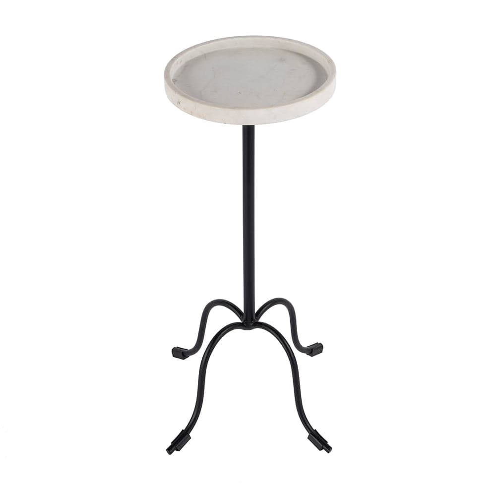 Butler Specialty Company - Berlin 10 in. W Round Marble and Iron Side Table, White and Black - 5816025 View 2