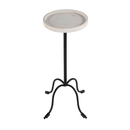 Butler Specialty Company - Berlin 10 in. W Round Marble and Iron Side Table, White and Black - 5816025 View 2
