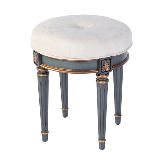 Butler Specialty Company - Bernadette 18.5 in. Seat Height Round Upholstered and Wood Traditional Vanity Stool, Blue - 1250483 view 1