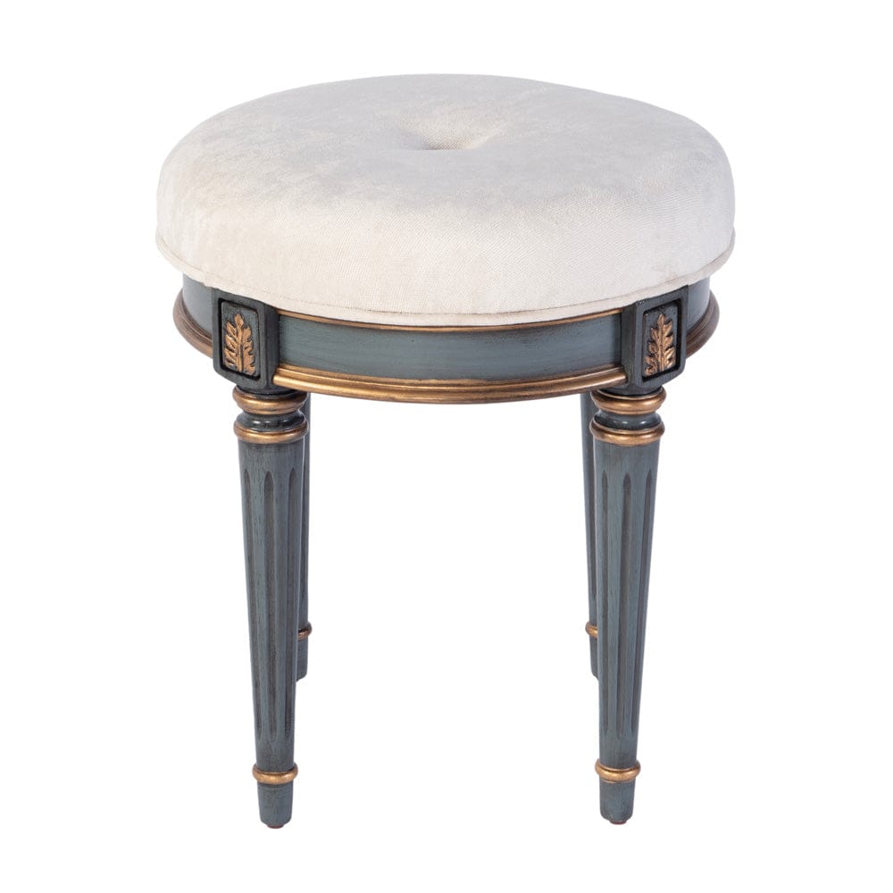Butler Specialty Company - Bernadette 18.5 in. Seat Height Round Upholstered and Wood Traditional Vanity Stool, Blue - 1250483 view 3