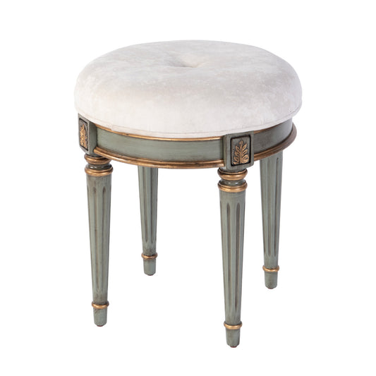 Butler Specialty Company - Bernadette 18.5 in. Seat Height Round Upholstered and Wood Traditional Vanity Stool, Green - 1250482 view 1