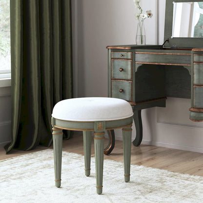 Butler Specialty Company - Bernadette 18.5 in. Seat Height Round Upholstered and Wood Traditional Vanity Stool, Green - 1250482 view 5