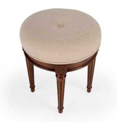Butler Specialty Company - Bernadette 18 in. W Round Upholstered Vanity Stool, Medium Brown - 1250101