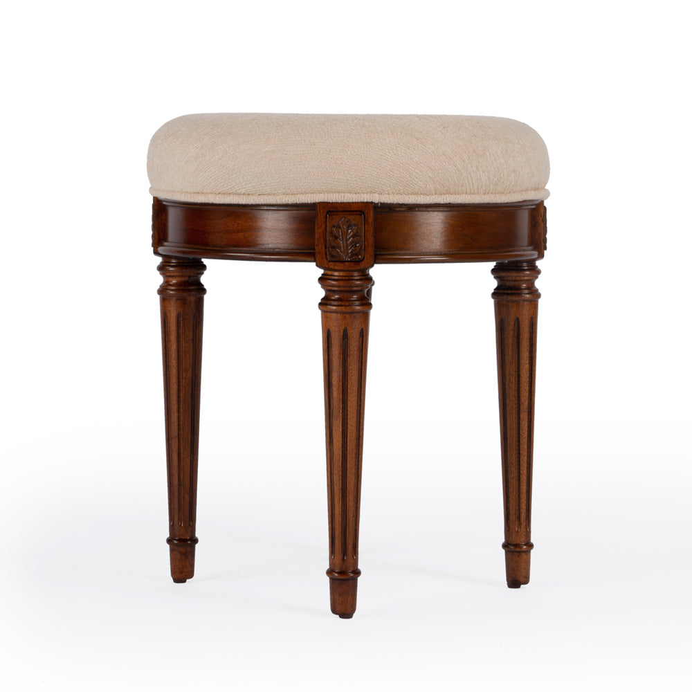 Butler Specialty Company - Bernadette 18 in. W Round Upholstered Vanity Stool, Medium Brown - 1250101