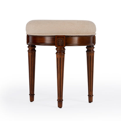 Butler Specialty Company - Bernadette 18 in. W Round Upholstered Vanity Stool, Medium Brown - 1250101