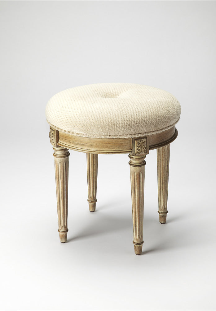 Butler Specialty Company - Bernadette 18 in. W Round Upholstered Vanity Stool, Gray - 1250247