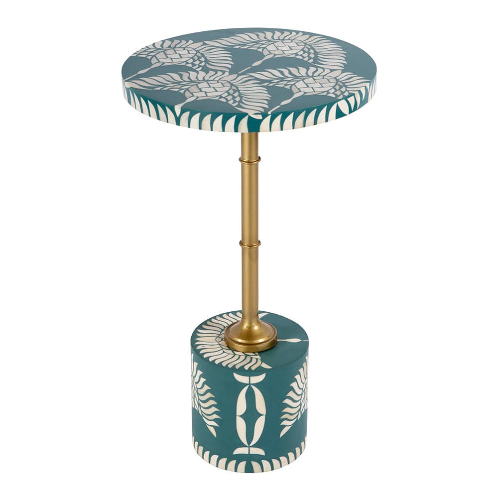 Butler Specialty Company - Bethel 14 in. W Round Bone Inlay and Iron Side Table, Teal - 5827481 View 1