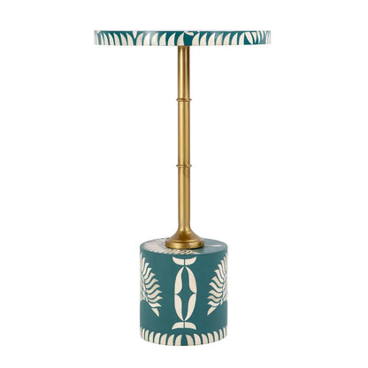 Butler Specialty Company - Bethel 14 in. W Round Bone Inlay and Iron Side Table, Teal - 5827481 View 2