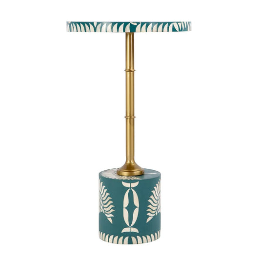 Butler Specialty Company - Bethel 14 in. W Round Bone Inlay and Iron Side Table, Teal - 5827481 View 2