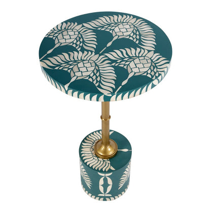 Butler Specialty Company - Bethel 14 in. W Round Bone Inlay and Iron Side Table, Teal - 5827481 View 3