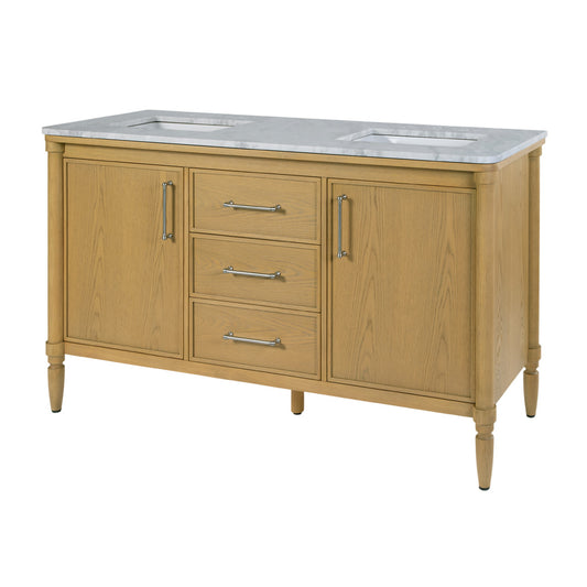 Butler Specialty Company - Bianca 60 in. W Wood & Marble Double Sink Bathroom Vanity, Light Brown - 5991492 view 1