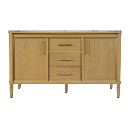 Butler Specialty Company - Bianca 60 in. W Wood & Marble Double Sink Bathroom Vanity, Light Brown - 5991492 view 2