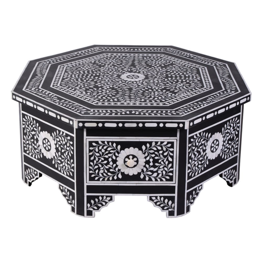 Butler Specialty Company - Blackwell 40.25 in. W Octagonal Bone In-Lay 1 Drawer Coffee Table, Black, White - 5962318 view 1