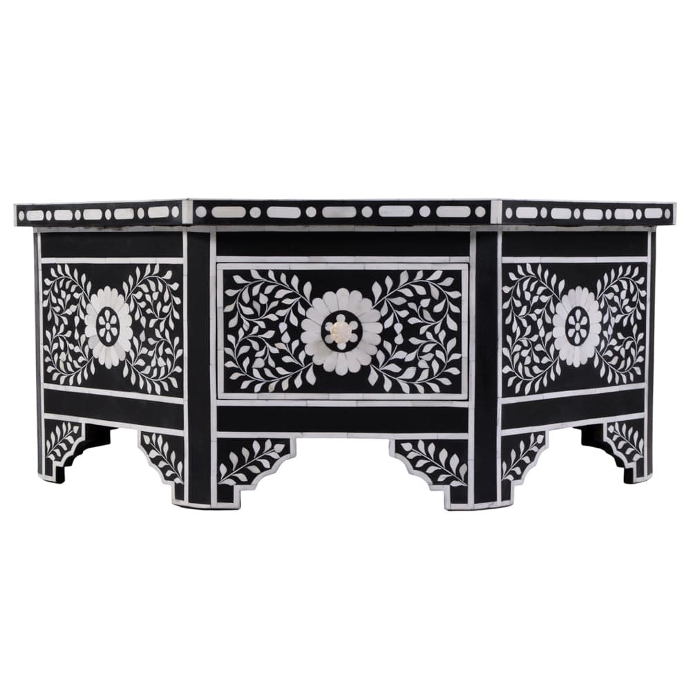 Butler Specialty Company - Blackwell 40.25 in. W Octagonal Bone In-Lay 1 Drawer Coffee Table, Black, White - 5962318 view 3