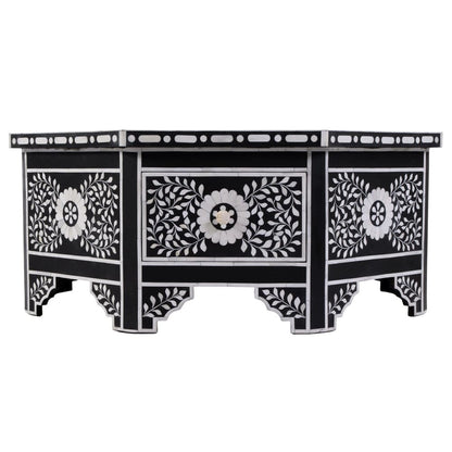 Butler Specialty Company - Blackwell 40.25 in. W Octagonal Bone In-Lay 1 Drawer Coffee Table, Black, White - 5962318 view 3