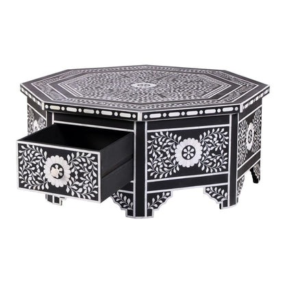 Butler Specialty Company - Blackwell 40.25 in. W Octagonal Bone In-Lay 1 Drawer Coffee Table, Black, White - 5962318 view 4